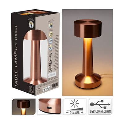 Bordlampe i Kobber Med 3 Lysinnstillinger Og Dimbar Oppladbar Med Usb-kabel