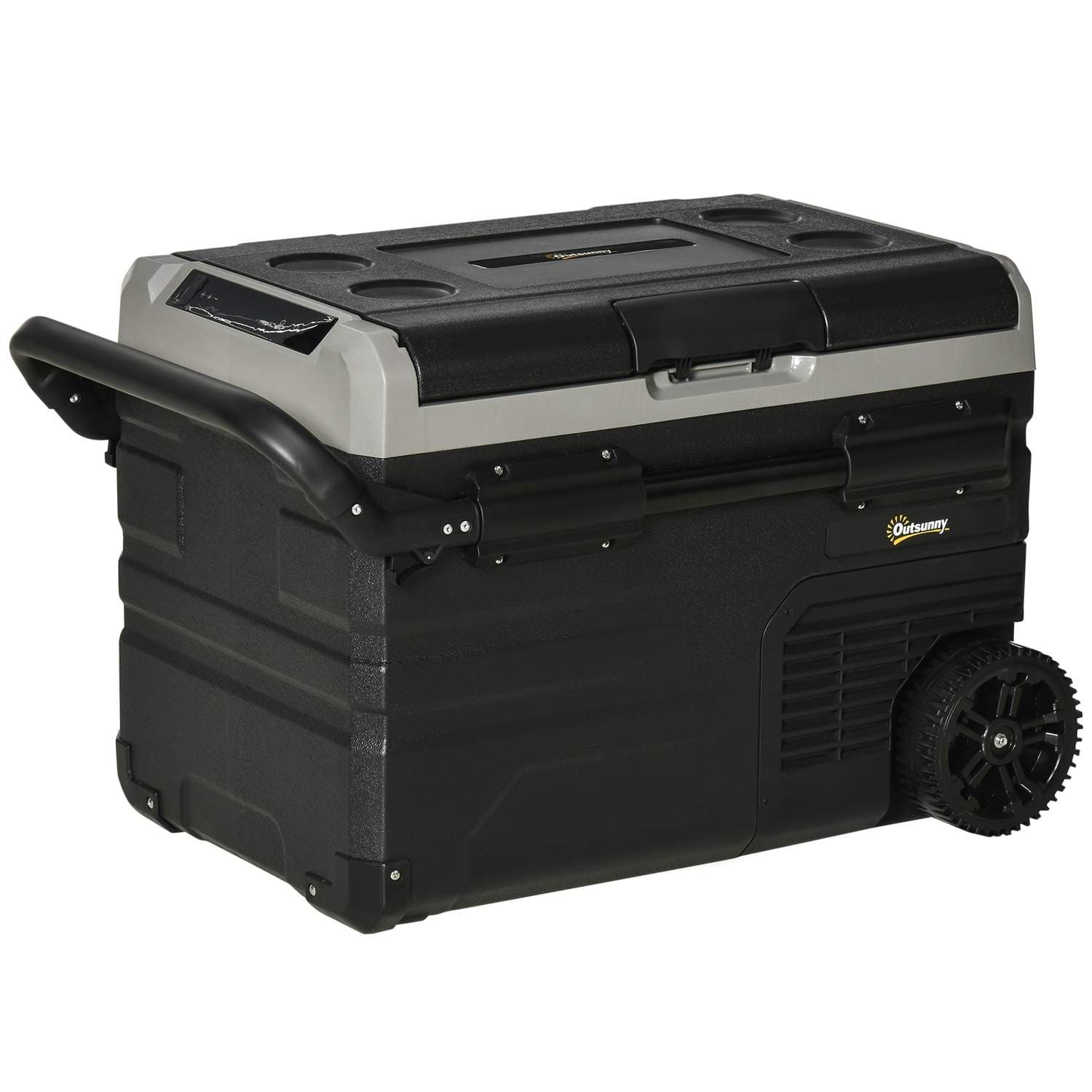 Bilkjøler 40L LED, Kompressor, Hjul, 12/24V, Grå/Sort