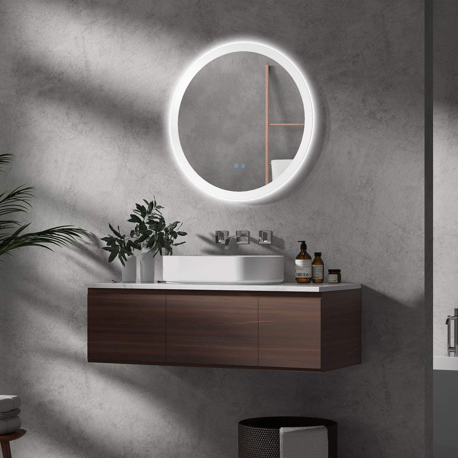 Opplyst baderomsspeil Ø70cm, IP44, Anti-Dim view 2