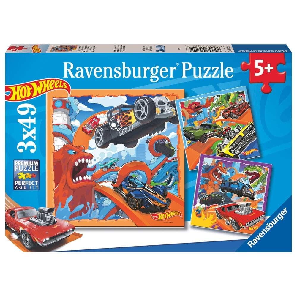 Hot Wheels-puslespill, 3 sett med 39 brikker hver