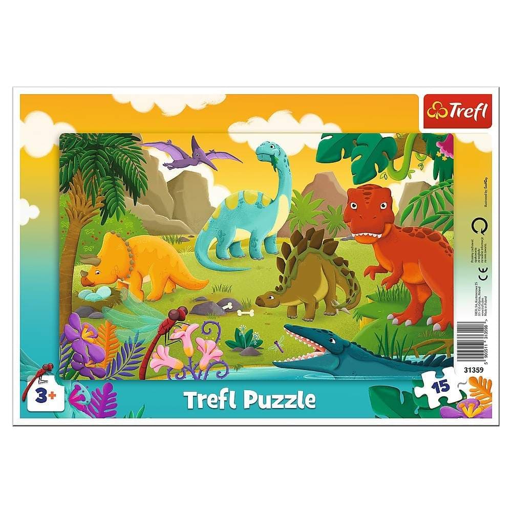 Trefl Frame Puzzle Dinosaurs, 15 stk