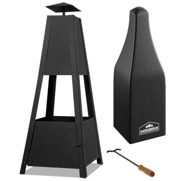 Bålplasspyramide 102 cm – Metall, Låsbar dør view 2