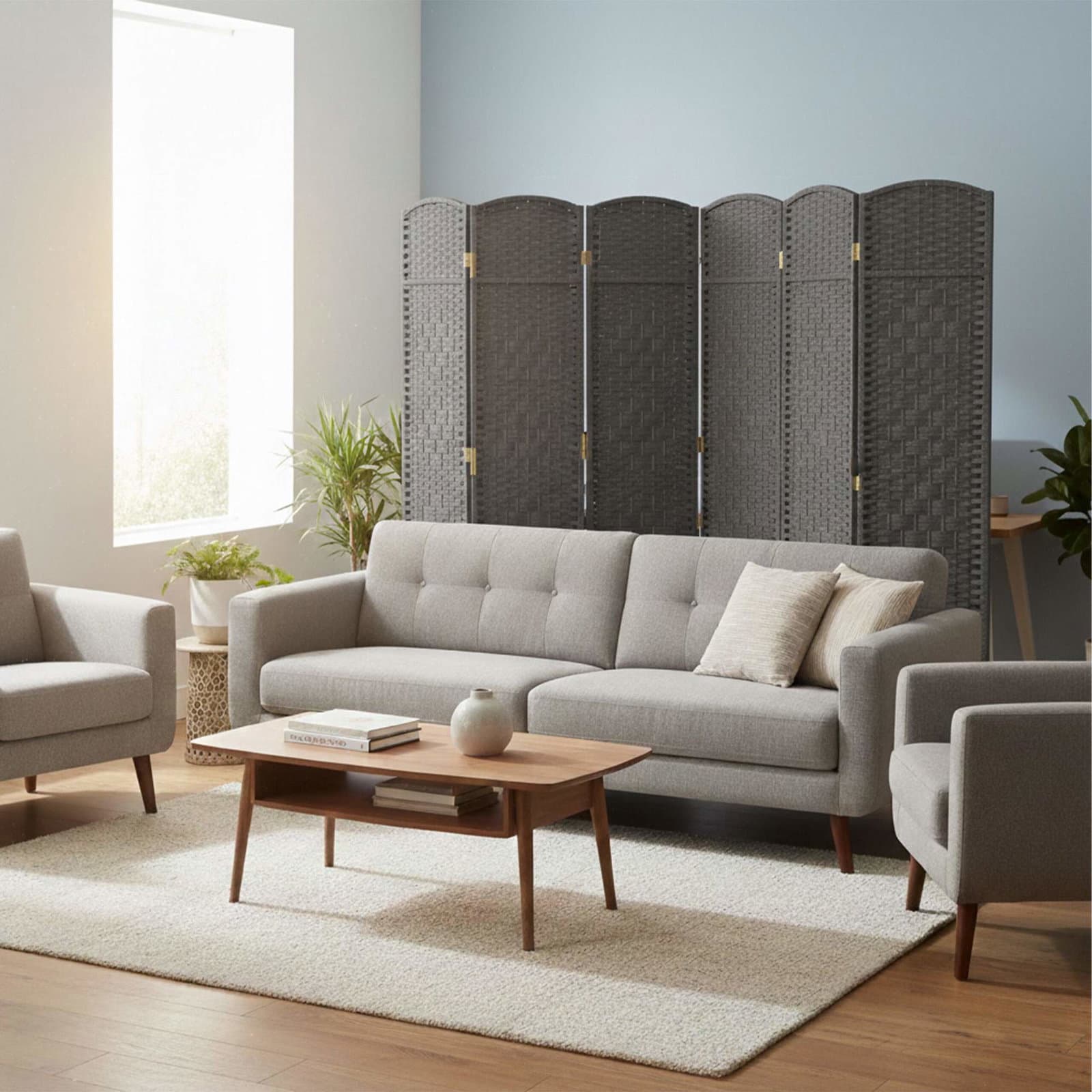 6-panelers foldbar skjerm – elegant romdeler view 2
