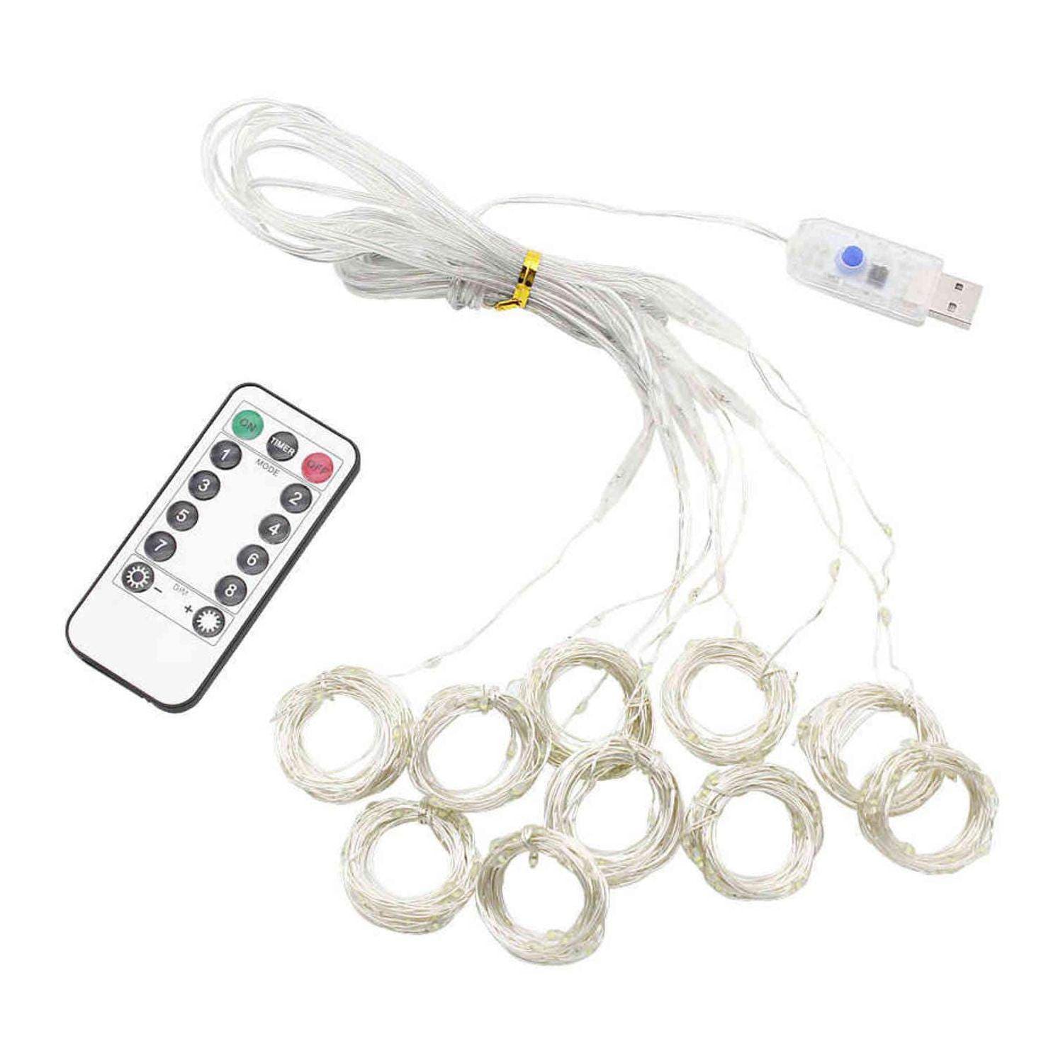 USB-drevet LED-gardin - Kaldt Lys