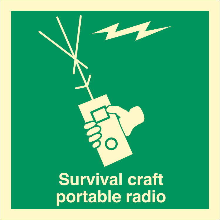 Survival craft portable radio  - Etterlysende plast HI150 - 150 x 150 mm