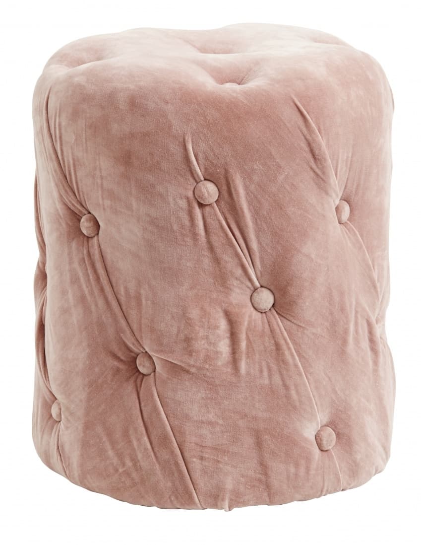 Nordal Fløyels Ottoman med knapper - rosa