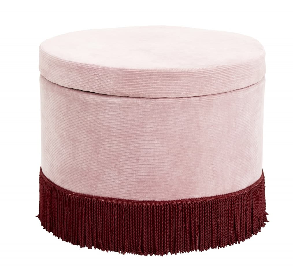 Nordal Corduroy ottoman med lokk - rosa / burgunder