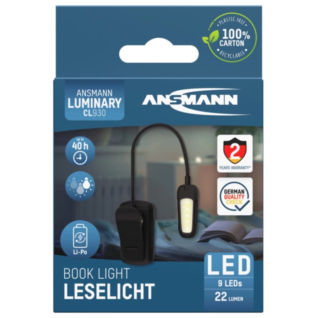 Ansmann Ansmann LED Boklampe Clip 4013674193448 Tilsvarer: N/A