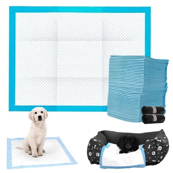 Tisseteppe med Bæsjeposer til Hund / Valpteppe /Hygieneunderlag - 60x90cm - 100-Pack