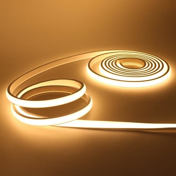 COB LED Strip 220V, IP65 Vanntett Fleksibel Neon LED Strip 288 Leds/m LED Strips Bånd for DIY Soverom, Kjøkken, Utendørs Hjemmedekorasjon. Varm
