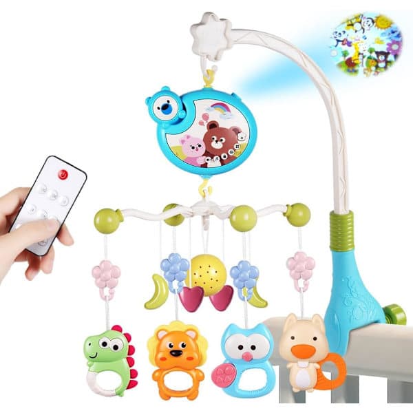 Musikalsk Baby Sengemobil, 0+ Måneder, Baby Vognmobil, 3-i-1 Musikalsk Baby Sengemobil med Lys og Musikk