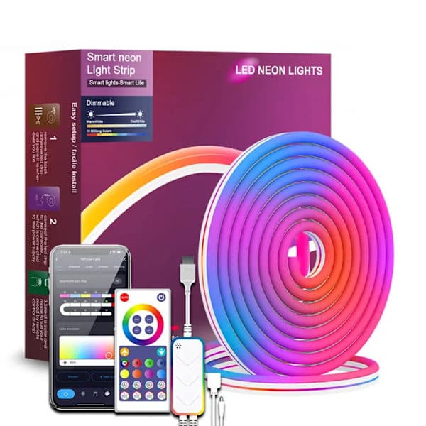 Neonlist, WiFi App-styring, fargemusikksynkronisering, 16 millioner farger - 5M