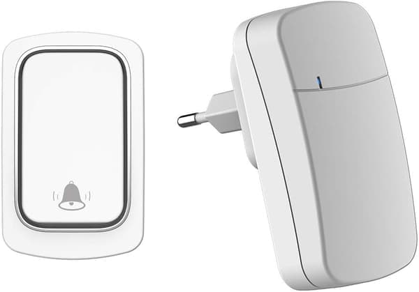 Trådløs ringeklokke uten batteri, rekkevidde opptil 200 m, 38 ringetoner, 3 volumnivåer, enkel å installere (hvit)