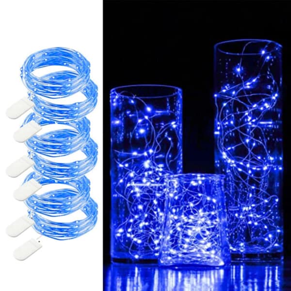 6-pack 1m Mini LED Light Loop Battery-Powered Blue