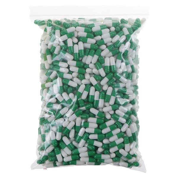 1000 Stk. Tomme Harde Gelatinkapsler Størrelse 0# Gel Medisin Grønn Hvit 1000 Stk
