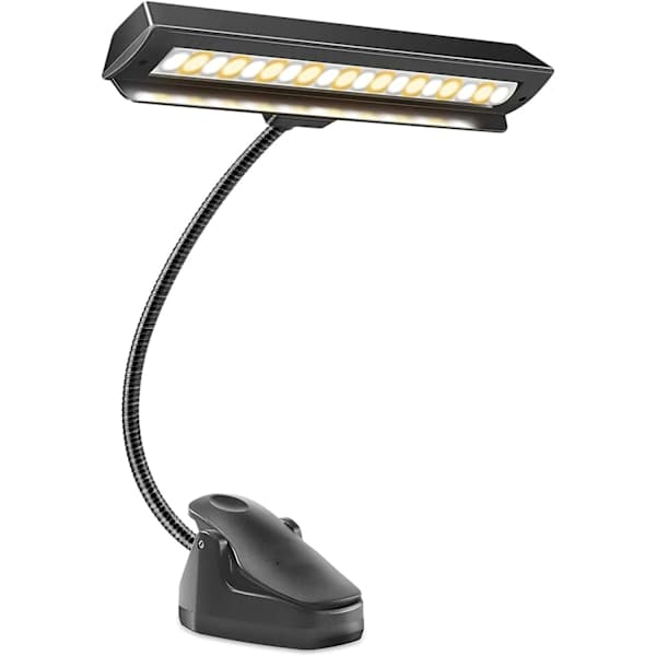 Notestativlampe - 19 LED Profesjonell Musiker, Clip On Lampe for Notestativ, USB Oppladbar Pianolampe, 9 Nivåer Dimbar, Perfekt for Piano