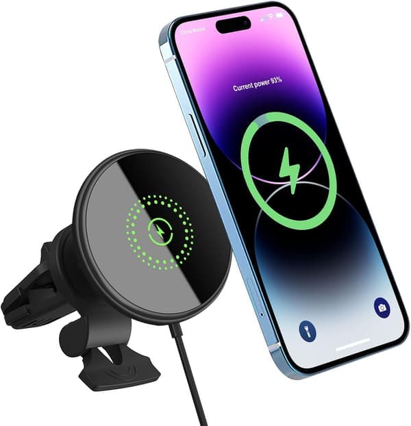 20W Trådløs Bil Lader Kompatibel med MagSafe Bilholder Magnetisk/Magnetisk Rask Lading Bil Telefonholder Kompatibel med iPhone 15/15 Pro