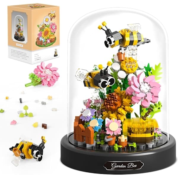 Blomsterbukett Byggesett, 588 deler Dyr Blomster Botanisk Samling Mini Klosser Byggeleker for Voksne, Valentinsdag for Hennes (Biene)