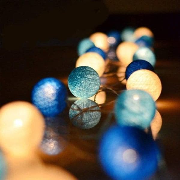 Bomullsball-lyslenke - 3m 20 LED Ball-lyslenke for innendørs nattlys