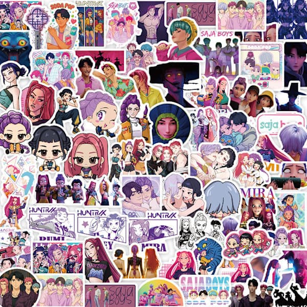 74 stk. K-pop-inspirerte Demon Hunters-klistremerker, vanntette anime-vinylklistremerker for tenåringer og voksne, dekorasjonspakke for bærbar PC,