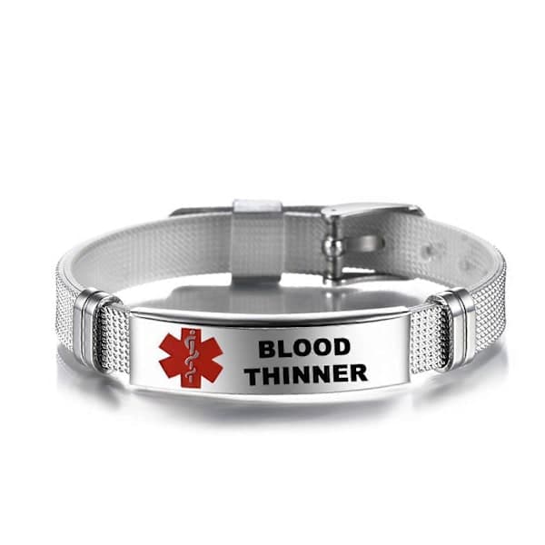 Medisinsk ID-armbånd i rustfritt stål Mansjettarmbånd Nødmedisinske armbånd Justerbart armbånd Kompatibelt med menn og kvinner, slitesterkt