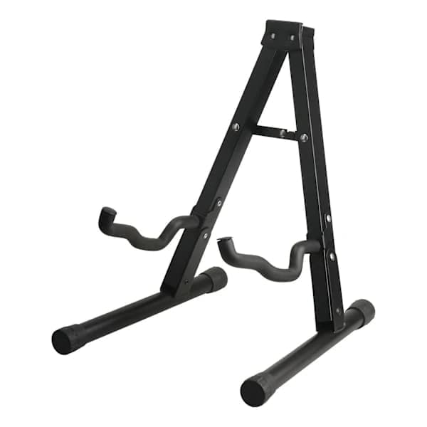 Svart gitarstativ i jern – unik sammenleggbar design, stabilt A-rammestativ for bassvisning