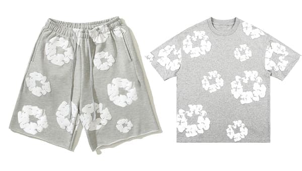 Ny produktkampanje! Høykvalitets Denim Tears sommersett med kort erme for menn, grå grå grå Grey