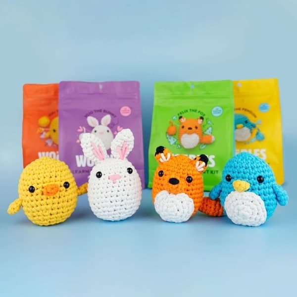 Woobles Heklesett for Nybegynnere i Simple Pea Garn, som Vist på Shark Tank Penguin