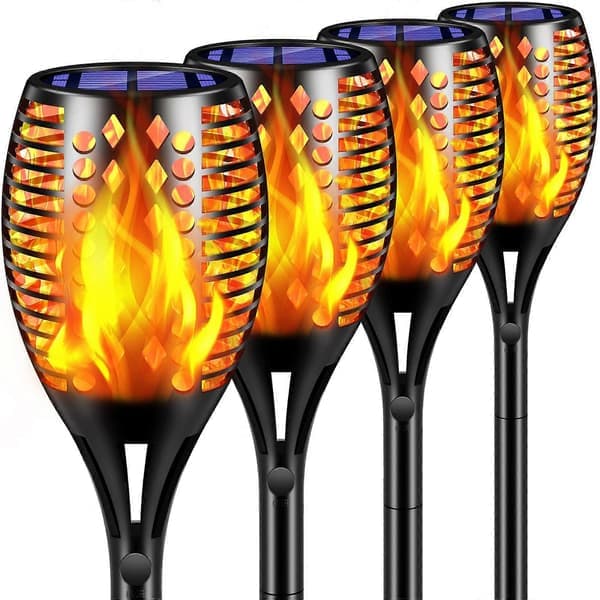 Tomcare Solcellelamper hevet, 43' vibrerende flammer 96 LED fakler lys (FMY)