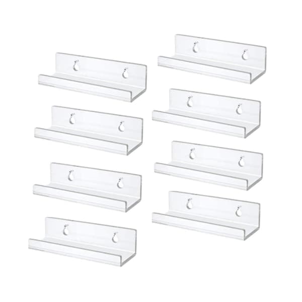 Klar vinylplatehylle veggmontering 8-pakning, akryl albumplateholder display
