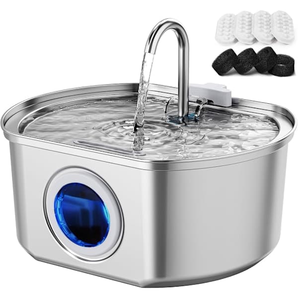 Kattevannfontene i rustfritt stål, 3,2 l kattefontene for drikkevann -YQ