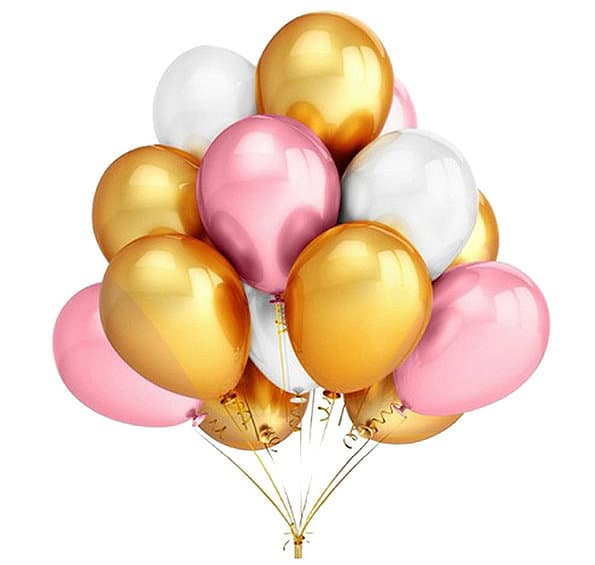 12-pakning Ballonger - Rosa, gull & sølv