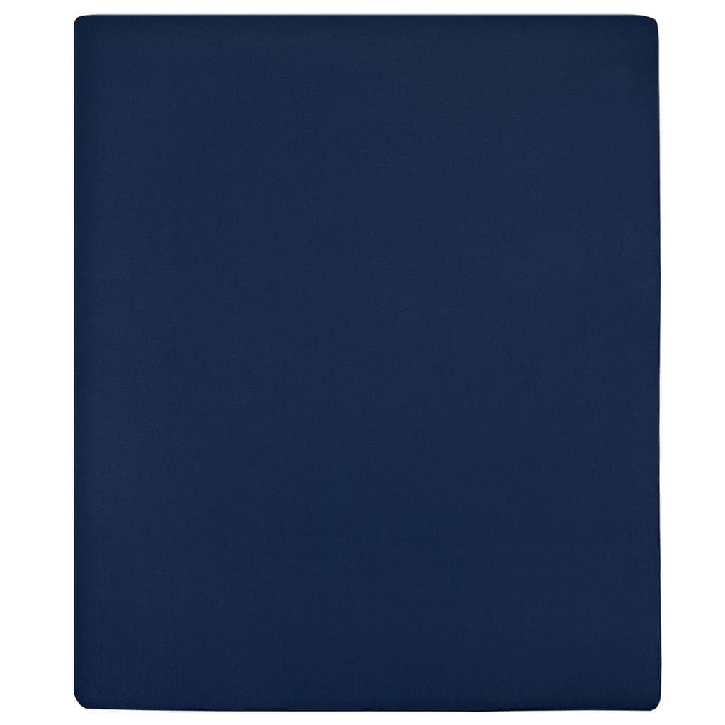 vidaXL Jerseylaken marineblå 90x200 cm bomull