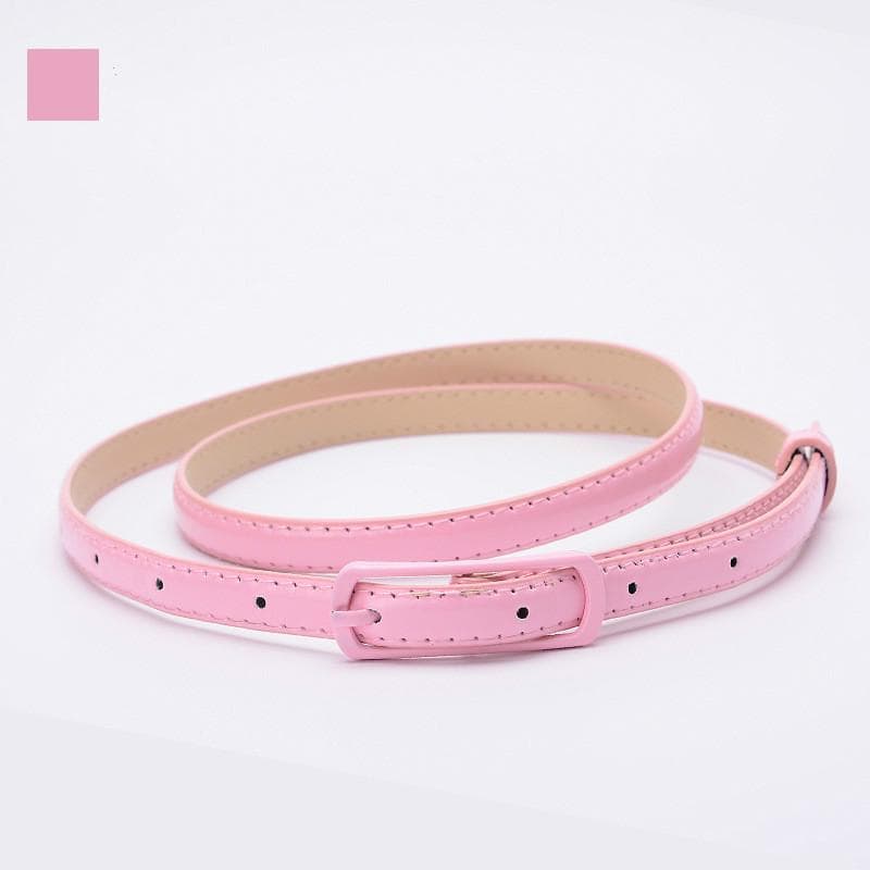 1 stk Finbelte for damer japansk ordspenne PU-belte motebelte for damer tynt midjeskjørt Rosa