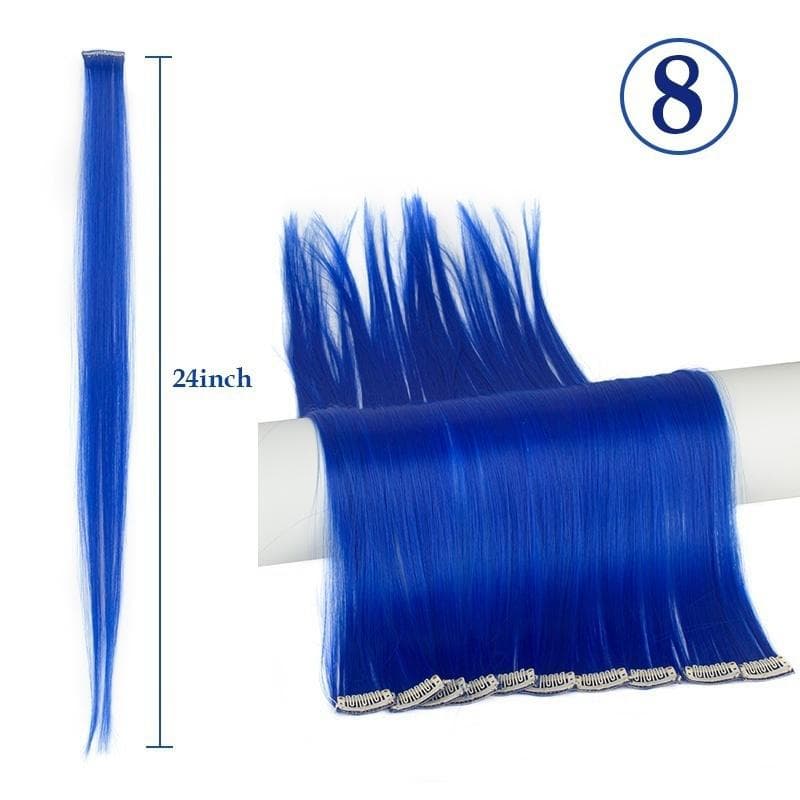 Multicolors Hairpiece Straight Hair Extensions Hair Pieces Clip In Hair Extensions 55cm 8