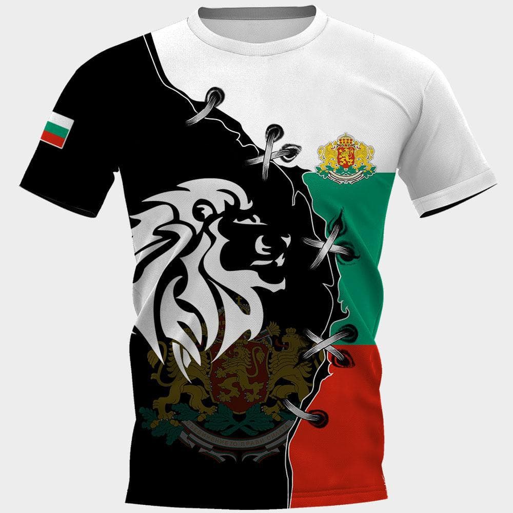 Bulgaria T-skjorte for menn nasjonalt emblem 3D-trykk sommer rundhals kortermet topp Uformell T-skjorte Overdimensjonerte herreklær cm