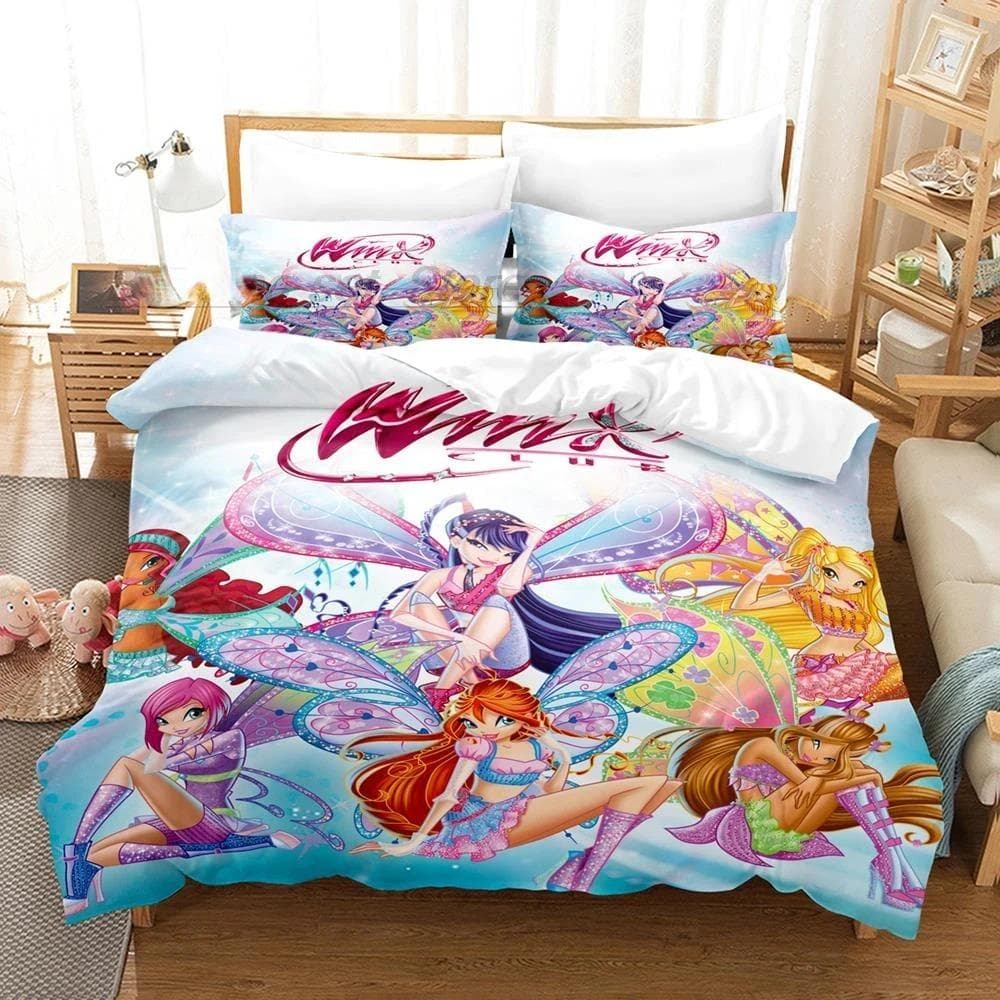 Winx Sengetøy Sett Enkelt Twin Full Queen King Size Sengesett Voksen Jente Soverom Dynetrekk Sett 3D Trykk Anime Kawaii