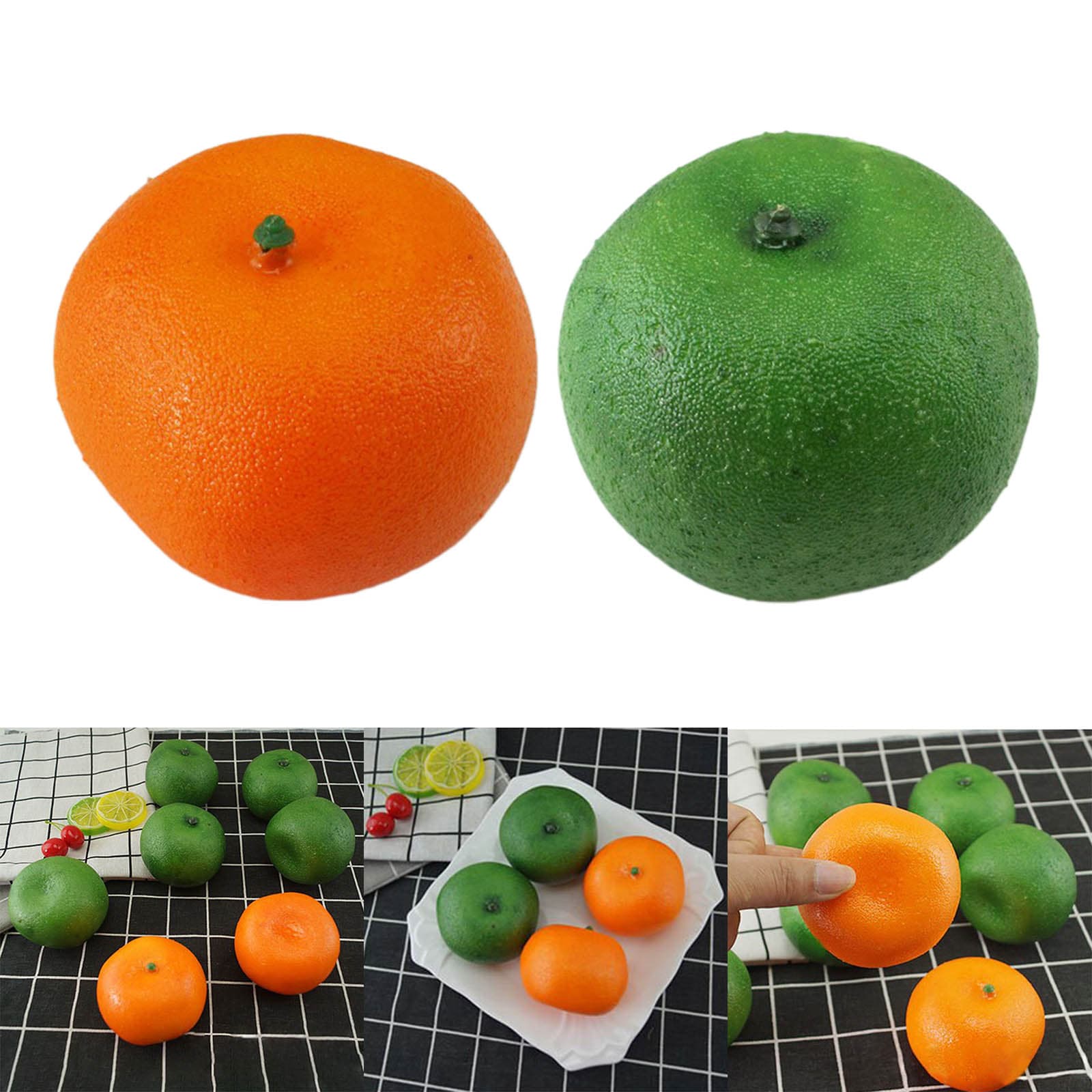 Pakke med 10 kunstige oransje plastfrukter. Kunstig fruktmodell til borddekorasjoner. Trygg og enkel rengjøring.