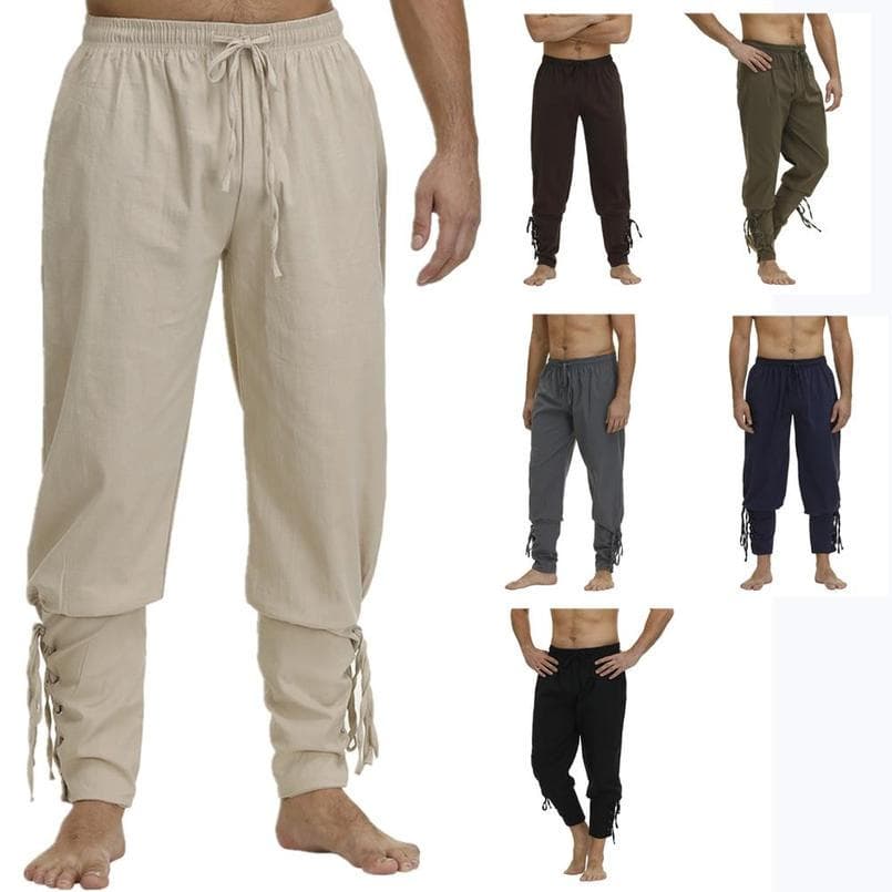 Piratbukser for menn Viking Cosplay renessanse middelalderske gotiske bukser Piratkostymebukse for menn cm Svart