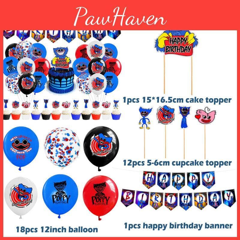 Leketid Poppy Huggy Wuggy Tema Bursdagsfest Dekorasjoner Forsyninger Sett Ballong cm