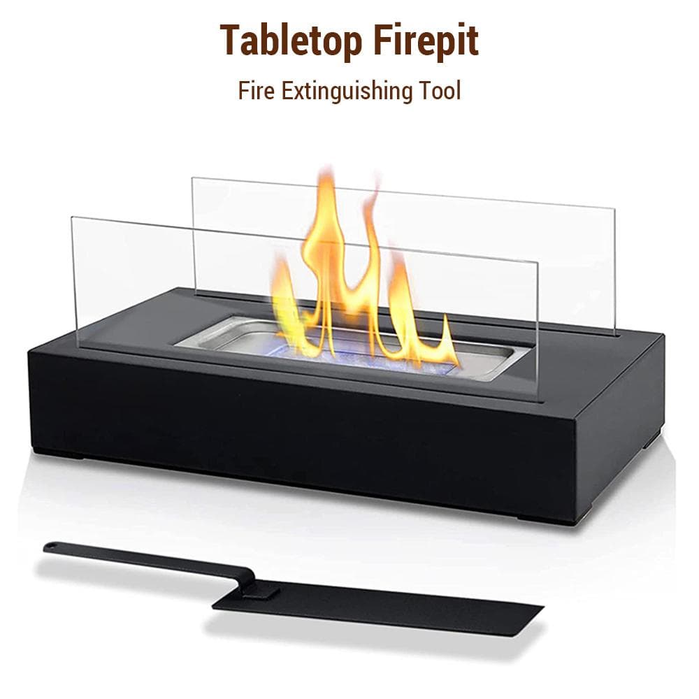 Innendørs bordplate Firepit Din bærbare innendørs utendørs brannkasse med dansende flammer moderne design og Svart