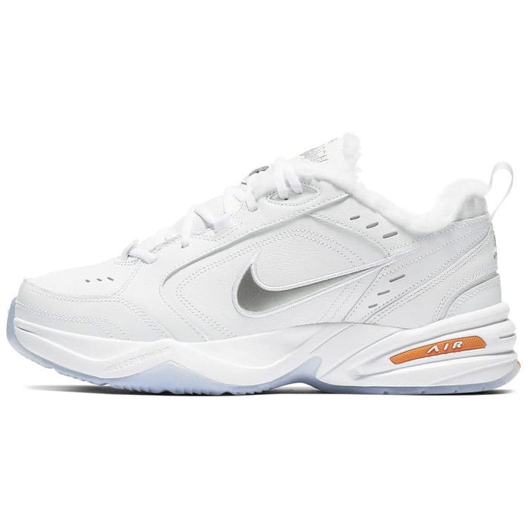 Nike Air Monarch IV Snødag Unisex Sneakers Hvit Total-Oransje-Metallisk-Sølv AV6676-100 cm