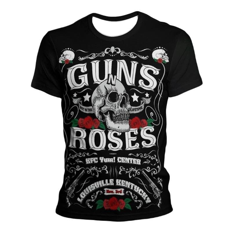 Guns N Roses Skull T-skjorte Herre Kvinner Hip Hop Punk Hard Rock T-skjorter Streetwear Sommer Populær Vintage Casual Kortermede T-skjorter cm