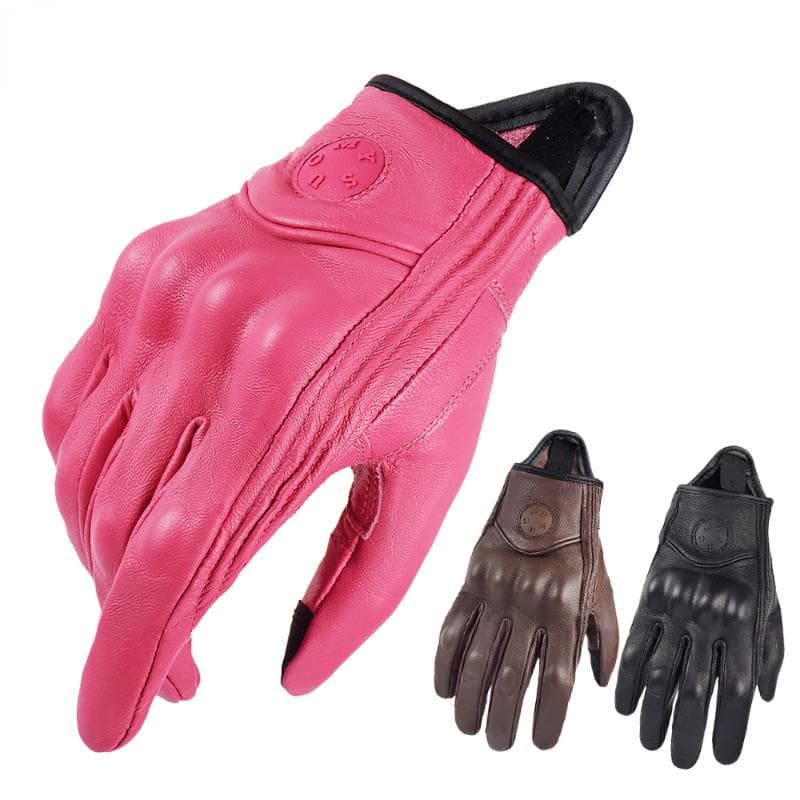 Geiteskinn motorsykkelhansker Sommer menn brun vintage skinn motorsykkel motocross hansker dame motorsykkel håndhansker Rosa