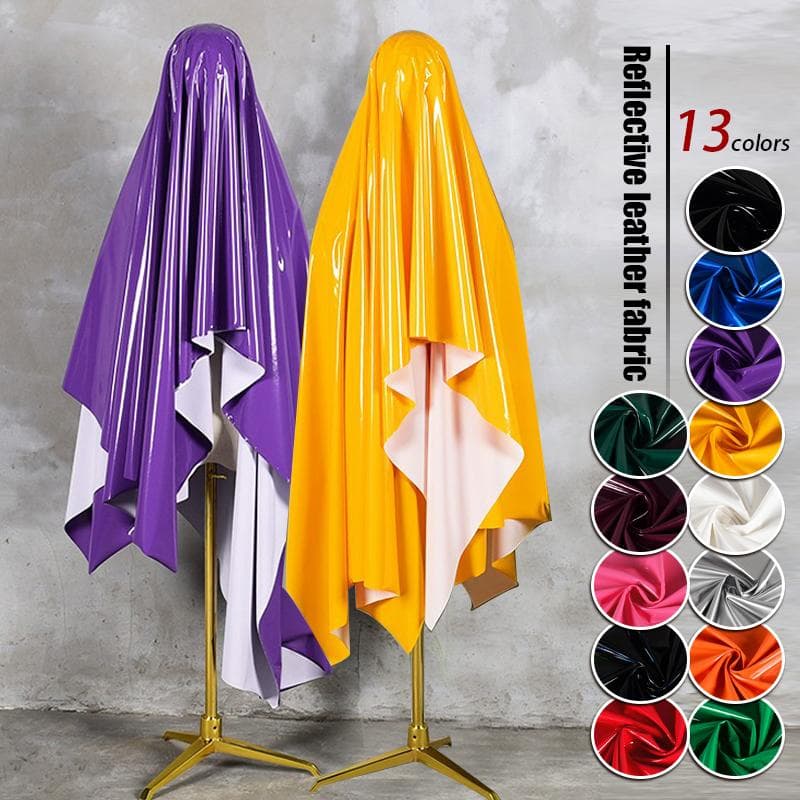 50*145cm Skinnende Blank Myk Vinyl Lærstoff Laser Speil Faux PU Lær PVC Stoff For Veske Kjole Møbeltapetsering DIY Materiale
