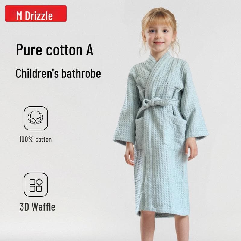 Drizzle Barnas Hette Morgenkåpe i Ren Bomull, Hurtigtørkende Vaffel 130-150cm rosa farge