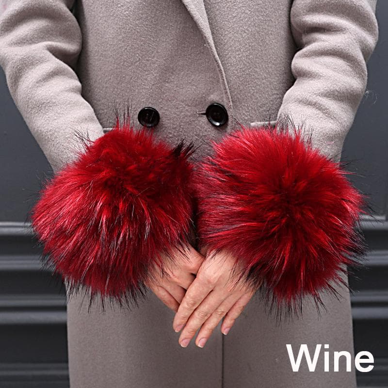 Dame vindtett Elegant vinterplysjarmbånd imitert revpelsmansjett Overermet Varmt armbånd Armer vin