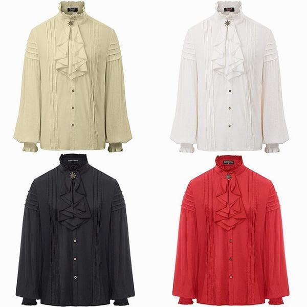 Herre Pirate Middelalderskjorter Herre Ruffle Steampunk Gotisk kostyme Cosplay Renaissance viktoriansk skjorte Vikingoverdeler cm Hvit