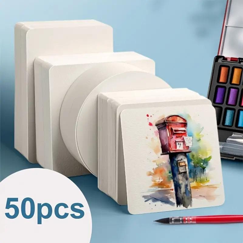 DIY 12*12cm 50 stk Akvarellpapir Vannfargepapir Postkort 300GSM Perfekt for Maling Gratulasjonskort Juleinvitasjoner Bursdag 12cm Hvit