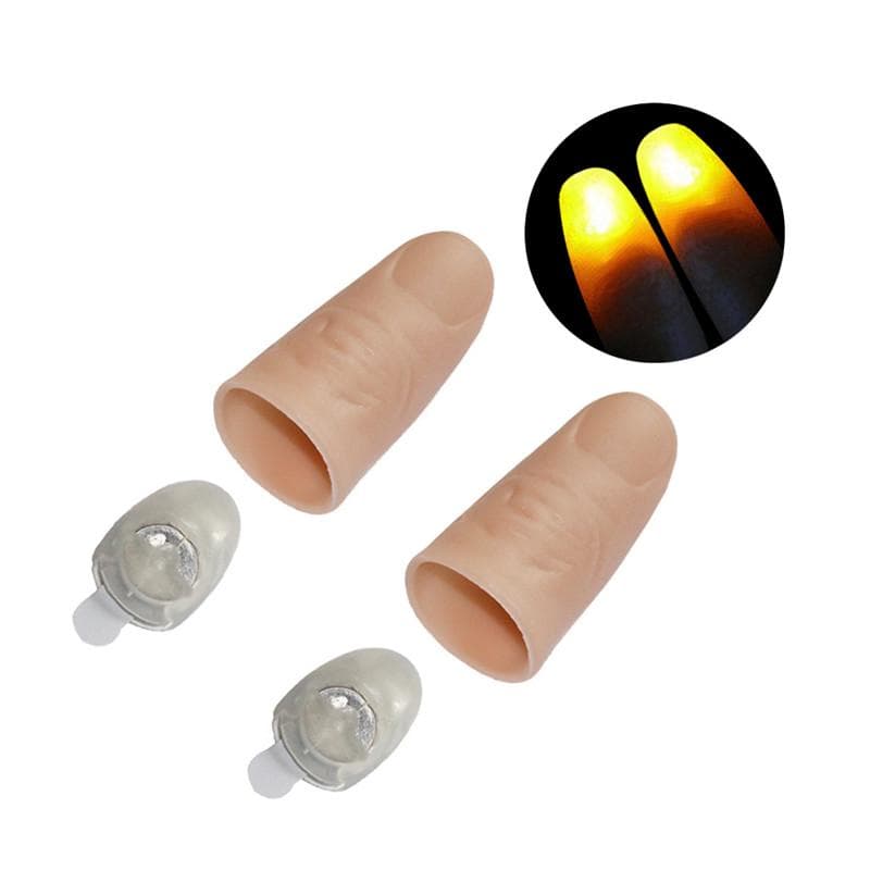 2stk PVC Party Magic Light Up Glød Tommelfingre Triks Vises lys nærbilde Hvit